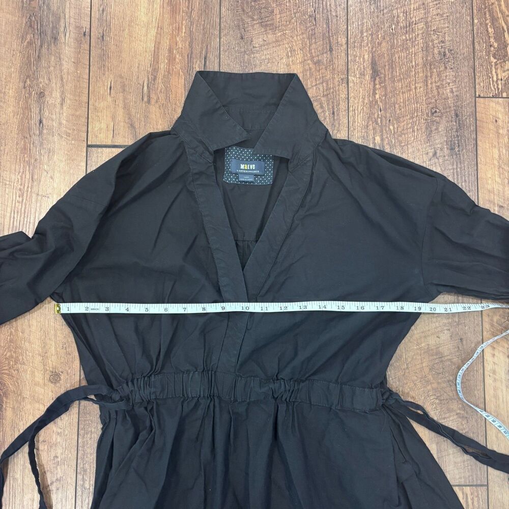 Anthropologie Maeve Clinched Shirt Dress Maxi Black Size Large Flowy Minimalist - Picture 10 of 11